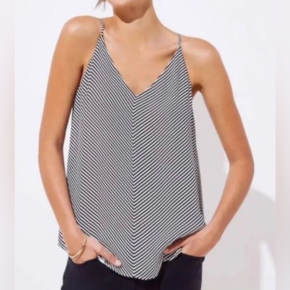 Ann Taylor LOFT Striped V-Neck Spaghetti Strap Cami NWT SZ XS